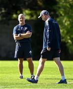 28 September 2021; Senior coach Stuart Lancaster and Head coach Leo Cullen during a Leinster Rugby squad training session at UCD in Dublin. Photo by Harry Murphy/Sportsfile