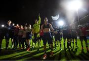 29 September 2021; Marko Lazetic of Crvena Zvezda, centre, and team-mates celebrate following the UEFA Youth League First Round First Leg match between St Patrick’s Athletic and Crvena Zvezda at Richmond Park in Dublin. Photo by David Fitzgerald/Sportsfile