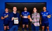 30 September 2021; Leinster Rugby players, from left, Tadhg Furlong, Jack Conan and Adam Byrne in Dublin, alongside Leinster sponsorship manager Eamon De Búrca and Just Eat Managing Director Amanda Roche-Kelly to announce details of an exciting new partnership which will see Just Eat become the Official Food Delivery Partner of Leinster Rugby. Delivering a range of delicious matchday and mealtime options from your favourite local restaurants straight to your door, a 20% celebratory discount will be available on Just Eat from 12 noon - 6pm this Sunday as Leinster take on the Dragons at Rodney Parade. Customers and fans are invited to enter the code ‘AWAYDAY’ at checkout to avail of this offer. Visit www.just-eat.ie for further information. Photo by Brendan Moran/Sportsfile