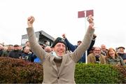 30 September 2021; Trainer Johnny Murtagh celebrates after sending out Trueba to win The Gannons City Recovery And Recycling Services Ltd. Supporting DAFA Handicap at Bellewstown Racecourse in Collierstown, Meath. Photo by Matt Browne/Sportsfile