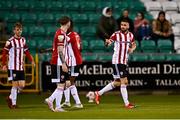 1 October 2021; Daniel Lafferty of Derry City celebrates after scoring his side's first goal during the SSE Airtricity League Premier Division match between Shamrock Rovers and Derry City at Tallaght Stadium in Dublin. Photo by Eóin Noonan/Sportsfile