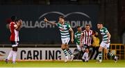 1 October 2021; Lee Grace of Shamrock Rovers celebrates after scoring his side's first goal during the SSE Airtricity League Premier Division match between Shamrock Rovers and Derry City at Tallaght Stadium in Dublin. Photo by Eóin Noonan/Sportsfile