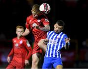 1 October 2021; Kameron Ledwidge of Shelbourne in action against Stephen Christopher of Treaty United during the SSE Airtricity League First Division match between Shelbourne and Treaty United at Tolka Park in Dublin. Photo by Matt Browne/Sportsfile