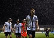 1 October 2021; Greg Sloggett of Dundalk leaves the pitch at half-time during the SSE Airtricity League Premier Division match between Finn Harps and Dundalk at Finn Park in Ballybofey, Donegal. Photo by Ramsey Cardy/Sportsfile
