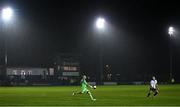 1 October 2021; Finn Harps goalkeeper Gerard Doherty and Patrick Hoban of Dundalk during the SSE Airtricity League Premier Division match between Finn Harps and Dundalk at Finn Park in Ballybofey, Donegal. Photo by Ramsey Cardy/Sportsfile