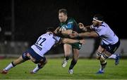 1 October 2021; Kieron Marmion of Connacht is tackled by Chris Smith, left, and Marcell Coetzee of Vodacom Bulls during the United Rugby Championship match between Connacht and Vodacom Bulls at The Sportsground in Galway. Photo by Harry Murphy/Sportsfile