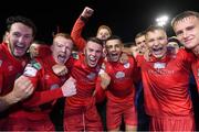 1 October 2021; Shelbourne players celebrate after the SSE Airtricity League First Division match between Shelbourne and Treaty United at Tolka Park in Dublin. Photo by Matt Browne/Sportsfile