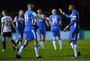 1 October 2021; Adam Foley, left, and Babatunde Owolabi of Finn Harps after their side's drawn SSE Airtricity League Premier Division match between Finn Harps and Dundalk at Finn Park in Ballybofey, Donegal. Photo by Ramsey Cardy/Sportsfile