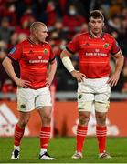 2 October 2021; Munster players Keith Earls, left, and Peter O'Mahony after conceding a penalty during the United Rugby Championship match between Munster and DHL Stormers at Thomond Park in Limerick. Photo by Sam Barnes/Sportsfile