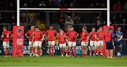 2 October 2021; The Munster team after the DHL Stormers scored a try during the United Rugby Championship match between Munster and DHL Stormers at Thomond Park in Limerick. Photo by Brendan Moran/Sportsfile