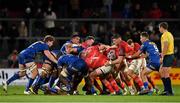 2 October 2021; The Munster and DHL Stormers packs during a scrum in the United Rugby Championship match between Munster and DHL Stormers at Thomond Park in Limerick. Photo by Brendan Moran/Sportsfile