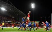 2 October 2021; Peter O'Mahony of Munster wins possession at a line-out during the United Rugby Championship match between Munster and DHL Stormers at Thomond Park in Limerick. Photo by Sam Barnes/Sportsfile