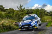 3 October 2021; Callum Devine and co-driver Brian Hoy, in a Ford Fiesta Rally 2, during special stage 1 of the Donegal Harvest Stages Rally in Donegal. Photo by Philip Fitzpatrick/Sportsfile