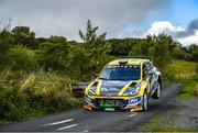 3 October 2021; Josh Moffett and co-driver Andy Hayes, in a Hyundai i20 R5, during special stage 1 of the Donegal Harvest Stages Rally in Donegal. Photo by Philip Fitzpatrick/Sportsfile