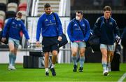 3 October 2021; Leinster players Ross Byrne, Cian Healy and Rob Russell arrive before the United Rugby Championship match between Dragons and Leinster at Rodney Parade in Newport, Wales. Photo by Harry Murphy/Sportsfile