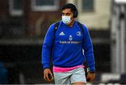 3 October 2021; Michael Ala'alatoa of Leinster arrives before the United Rugby Championship match between Dragons and Leinster at Rodney Parade in Newport, Wales. Photo by Harry Murphy/Sportsfile