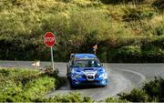 3 October 2021; Niall Maguire and co-driver Conor Foley, in a Subaru Impreza WRC, during special stage 4 of the Donegal Harvest Stages Rally in Donegal. Photo by Philip Fitzpatrick/Sportsfile