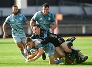 3 October 2021; Garry Ringrose of Leinster is tackled by Sam Davies of Dragons during the United Rugby Championship match between Dragons and Leinster at Rodney Parade in Newport, Wales. Photo by Harry Murphy/Sportsfile