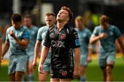 3 October 2021; Aneurin Owen of Dragons reacts after his side's defeat in the United Rugby Championship match between Dragons and Leinster at Rodney Parade in Newport, Wales. Photo by Harry Murphy/Sportsfile