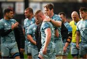 3 October 2021; Ryan Baird and Dan Leavy of Leinster after their side's victory in the United Rugby Championship match between Dragons and Leinster at Rodney Parade in Newport, Wales. Photo by Harry Murphy/Sportsfile