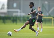 4 October 2021; Joshua Ogunfaolu-Kayode during a Republic of Ireland U21 training session at the FAI National Training Centre in Abbotstown in Dublin. Photo by Seb Daly/Sportsfile