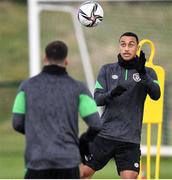 4 October 2021; Adam Idah during a Republic of Ireland training session at the FAI National Training Centre in Abbotstown in Dublin. Photo by Stephen McCarthy/Sportsfile