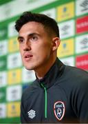 4 October 2021; Jamie McGrath during a Republic of Ireland press conference at the FAI National Training Centre in Abbotstown in Dublin. Photo by Stephen McCarthy/Sportsfile