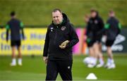 4 October 2021; Kitman Mal Slattery during a Republic of Ireland training session at the FAI National Training Centre in Abbotstown in Dublin. Photo by Stephen McCarthy/Sportsfile