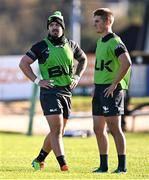 5 October 2021; Sammy Arnold, left, and Conor Fitzgerald during a Connacht Rugby squad training session at The Sportsground in Galway. Photo by Piaras Ó Mídheach/Sportsfile