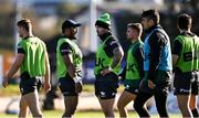 5 October 2021; Bundee Aki, second from left, in conversation with Sammy Arnold during a Connacht Rugby squad training session at The Sportsground in Galway. Photo by Piaras Ó Mídheach/Sportsfile