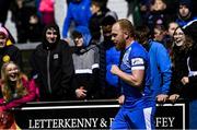 1 October 2021; Ryan Connolly of Finn Harps shares a joke with supporters during the SSE Airtricity League Premier Division match between Finn Harps and Dundalk at Finn Park in Ballybofey, Donegal. Photo by Ramsey Cardy/Sportsfile