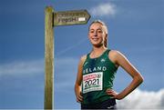7 October 2021; Olympian Sarah Healy pictured at the launch of the 2021 SPAR European Cross Country Championships. The 2021 SPAR European Cross Country Championships will take place at the Sport Ireland Campus on Sunday, 12th December 2021. For more information on the Championship please visit www.fingal-dublin2021.ie Photo by Harry Murphy/Sportsfile