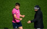 5 October 2021; Garry Ringrose speaks with Backs coach Felipe Contepomi during a Leinster Rugby squad training session at Energia Park in Dublin. Photo by Harry Murphy/Sportsfile