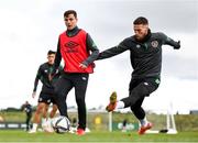 5 October 2021; Josh Cullen and Matt Doherty, right, during a Republic of Ireland training session at the FAI National Training Centre in Abbotstown in Dublin. Photo by Stephen McCarthy/Sportsfile