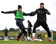 5 October 2021; Aaron Connolly, left, and Matt Doherty during a Republic of Ireland training session at the FAI National Training Centre in Abbotstown in Dublin. Photo by Stephen McCarthy/Sportsfile