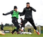 5 October 2021; Aaron Connolly, left, and Matt Doherty during a Republic of Ireland training session at the FAI National Training Centre in Abbotstown in Dublin. Photo by Stephen McCarthy/Sportsfile