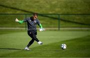 5 October 2021; Goalkeeper Gavin Bazunu during a Republic of Ireland training session at the FAI National Training Centre in Abbotstown in Dublin. Photo by Stephen McCarthy/Sportsfile