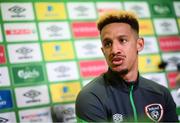 5 October 2021; Callum Robinson during a Republic of Ireland press conference at FAI Headquarters in Abbotstown in Dublin. Photo by Stephen McCarthy/Sportsfile