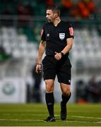 1 October 2021; Referee Robert Hennessy during the SSE Airtricity League Premier Division match between Shamrock Rovers and Derry City at Tallaght Stadium in Dublin. Photo by Eóin Noonan/Sportsfile