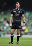 3 July 2021; Referee Karl Dickson during the International Rugby Friendly match between Ireland and Japan at Aviva Stadium in Dublin. Photo by Brendan Moran/Sportsfile