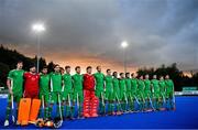 5 October 2021; The Ireland team before an international friendly match between Ireland and Malaysia at Lisnagarvey Hockey Club in Hillsborough, Down. Photo by Ramsey Cardy/Sportsfile