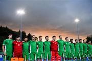 5 October 2021; The Ireland team before an international friendly match between Ireland and Malaysia at Lisnagarvey Hockey Club in Hillsborough, Down. Photo by Ramsey Cardy/Sportsfile