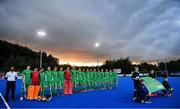 5 October 2021; The Ireland team before an international friendly match between Ireland and Malaysia at Lisnagarvey Hockey Club in Hillsborough, Down. Photo by Ramsey Cardy/Sportsfile