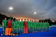 5 October 2021; The Ireland team before an international friendly match between Ireland and Malaysia at Lisnagarvey Hockey Club in Hillsborough, Down. Photo by Ramsey Cardy/Sportsfile