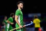5 October 2021; John McKee of Ireland during an international friendly match between Ireland and Malaysia at Lisnagarvey Hockey Club in Hillsborough, Down. Photo by Ramsey Cardy/Sportsfile