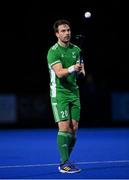 5 October 2021; Jeremy Duncan of Ireland during an international friendly match between Ireland and Malaysia at Lisnagarvey Hockey Club in Hillsborough, Down. Photo by Ramsey Cardy/Sportsfile