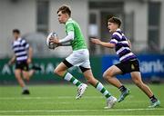 6 October 2021; Tom Lynn of Gonzaga College gets away from Paddy Curry of Terenure College during the Bank of Ireland Leinster Schools Junior Cup Round 2 match between Gonzaga College and Terenure at Energia Park in Dublin. Photo by Piaras Ó Mídheach/Sportsfile