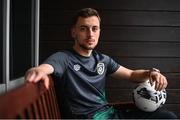 6 October 2021; Lee O'Connor sits for a portrait after a Republic of Ireland U21's press conference at the Carlton Hotel in Blanchardstown, Dublin. Photo by Sam Barnes/Sportsfile