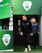 7 October 2021; Lee O'Connor arrives before a Republic of Ireland U21's training session at Tallaght Stadium in Dublin. Photo by Sam Barnes/Sportsfile