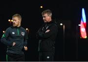 7 October 2021; Manager Stephen Kenny and Daryl Horgan, left, during a Republic of Ireland training session at the Baku Olympic Stadium Training Pitch in Baku, Azerbaijan. Photo by Stephen McCarthy/Sportsfile